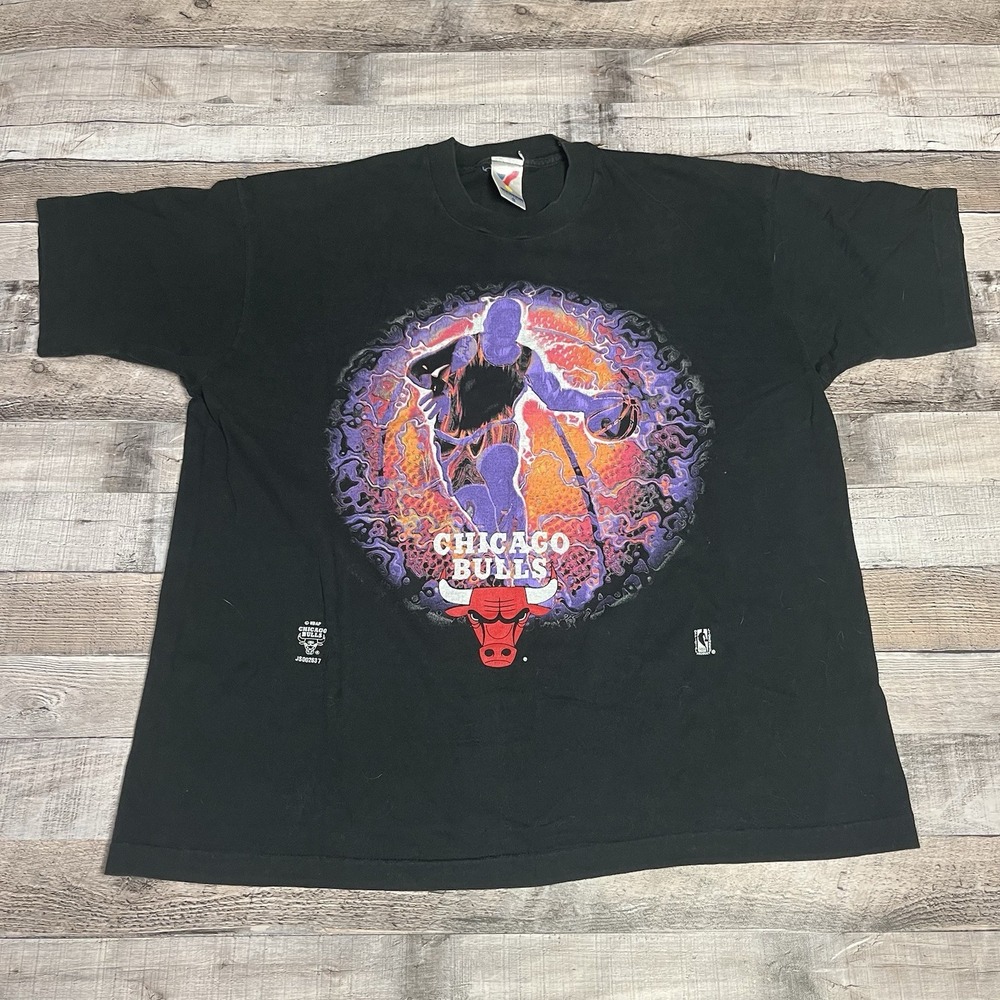 Chicago Bulls Shirt Size XL Black Vintage 90s NBA Basketball